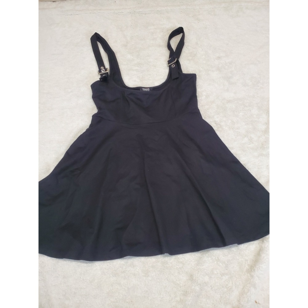 Cosmic Aura Black Goth Academic Pinafore Skater Suspender Mini Dress XL Twofer